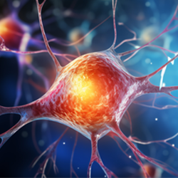 Illustration of zoomed in view of glowing neurons